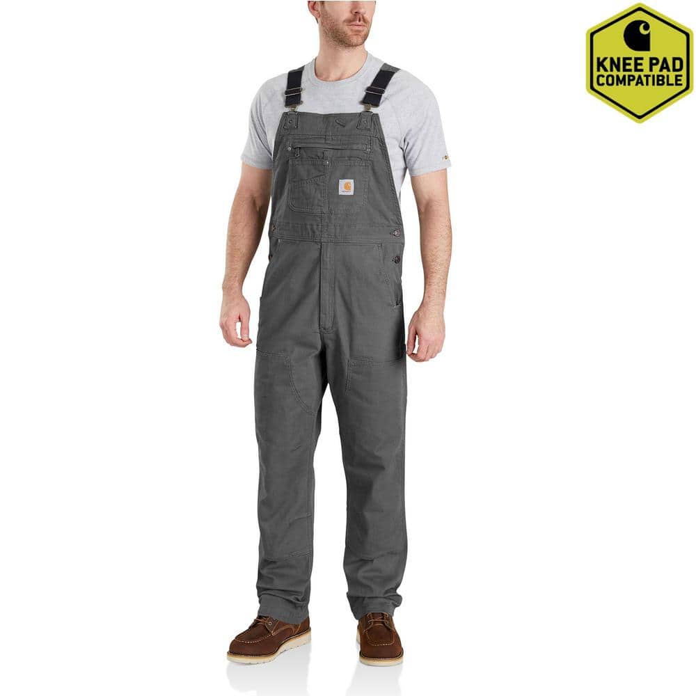Carhartt ビブオーバーオール 34x32 Carhartt Men's 34 in. x 32 in. Gravel Cotton/Spandex Rugged Flex