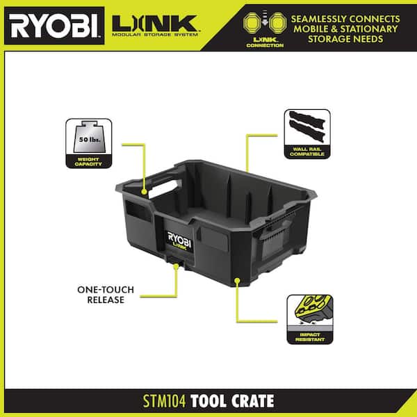 RYOBI - LINK Rolling Tool Box with LINK Medium Tool Box and LINK Tool Crate