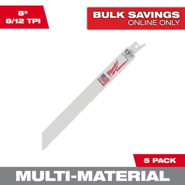 Milwaukee 8 in. 8/12 Teeth per in. Multi-Material Cutting Sawzall Reciprocating Saw Blades (5 Pack)