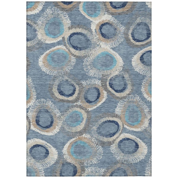 Chantille Machine Washable Indoor/Outdoor Abstract ACN2278 Denim 9 ft. x 12 ft. Area Rug