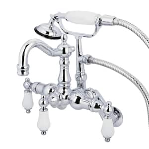 Victorian Adjustable Center 3-Handle Claw Foot Tub Faucet with Handshower in Chrome