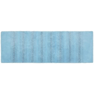 Essence Basin Blue 22 in. x 60 in. Stripe Nylon Bath Mat