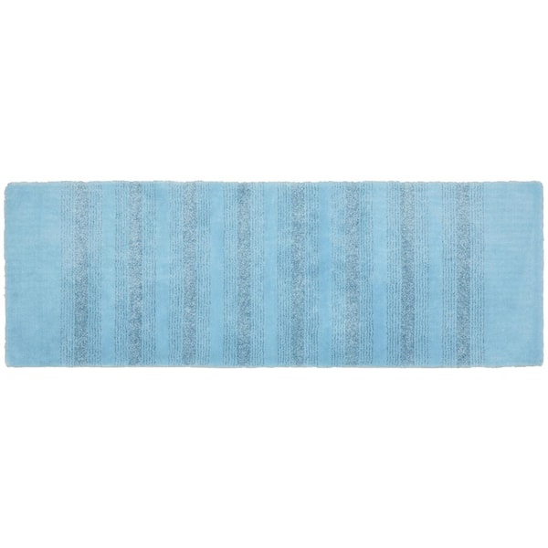 Garland Rug Essence Basin Blue 22 in. x 60 in. Stripe Nylon Bath Mat