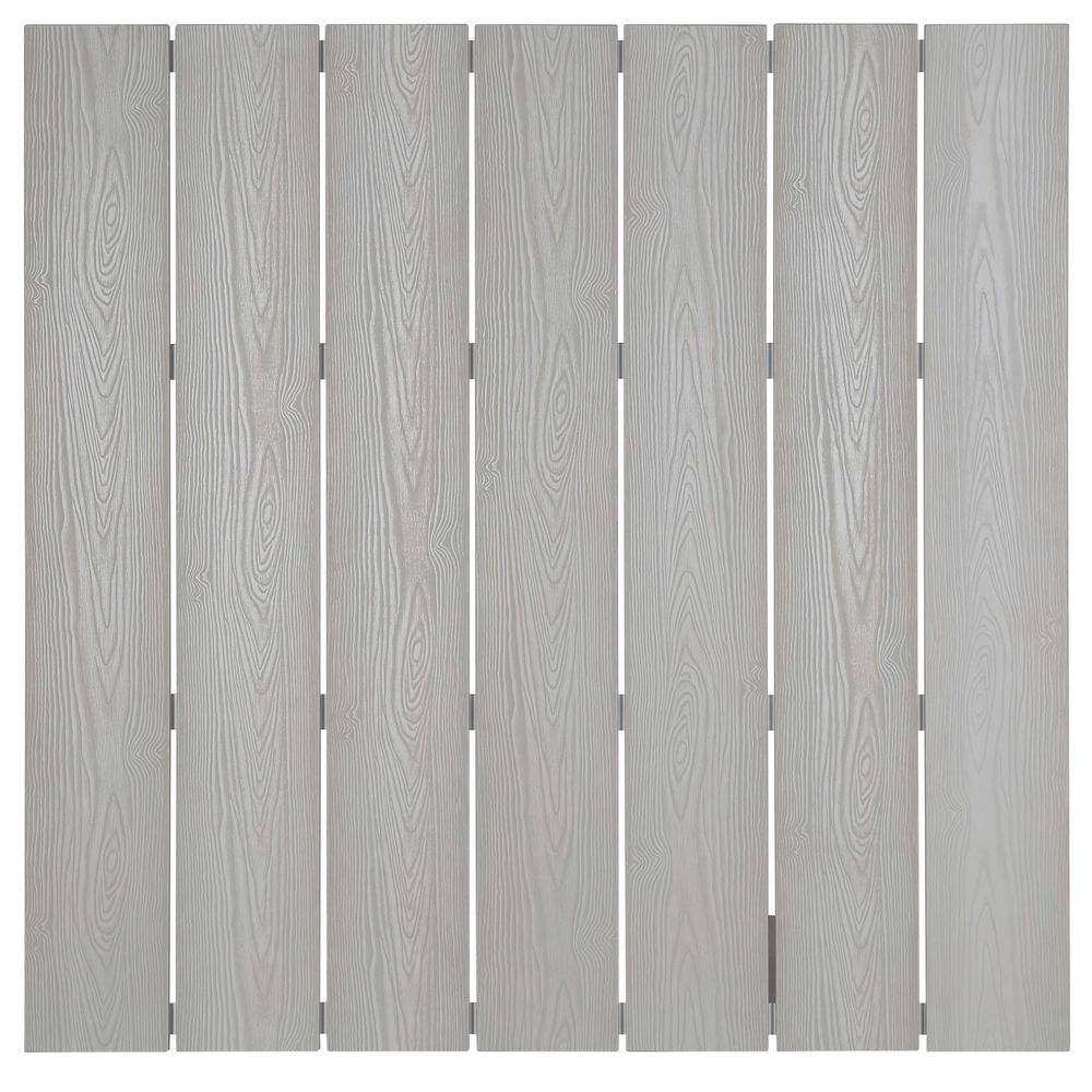 Maine White and Light Gray Aluminum Outdoor Bar Table