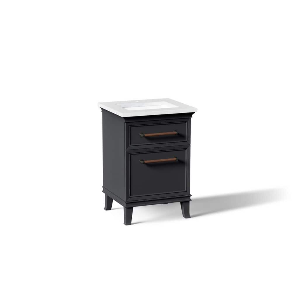 Artifacts 24 in. Freestanding Slate Grey Bath Vanity with White Eternal Statuario Quartz Top and Black Hardware price history on PriceWatchPro