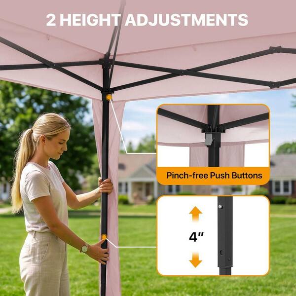 COOS BAY 11 ft. x 11 ft. Pink Steel Pop-Up Gazebo with Mosquito