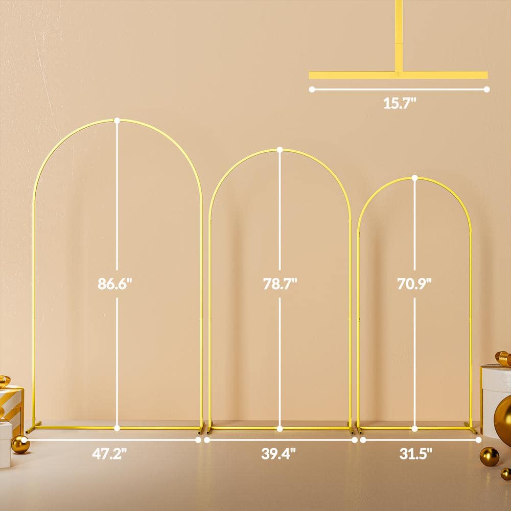 Gold Metal Wedding Arch Backdrop Stand Set of 3