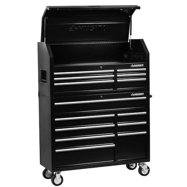 Husky 46 in. 14-Drawer Tool Chest and Cabinet Combo in Black