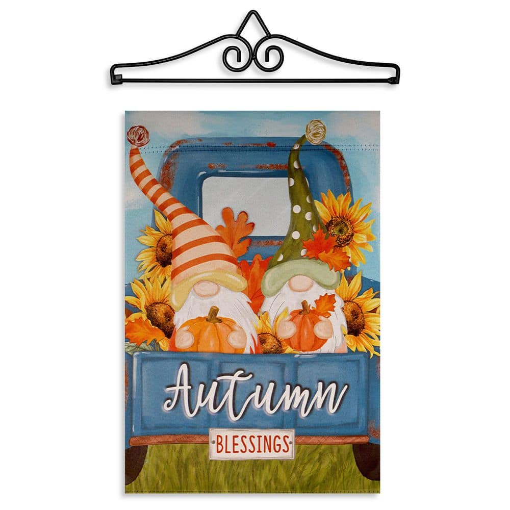 1 ft. x 1.5 ft. Polyester Autumn Blessings Gnomes with Pumpkins 2-Sided Garden Flag with 1.2 ft. Black Iron Hanger price history on PriceWatchPro