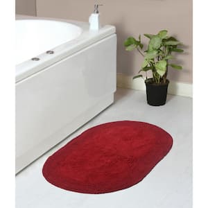 Double Ruffle Collection 100% Cotton Bath Rugs Set, 21x34 Rectangle, Red