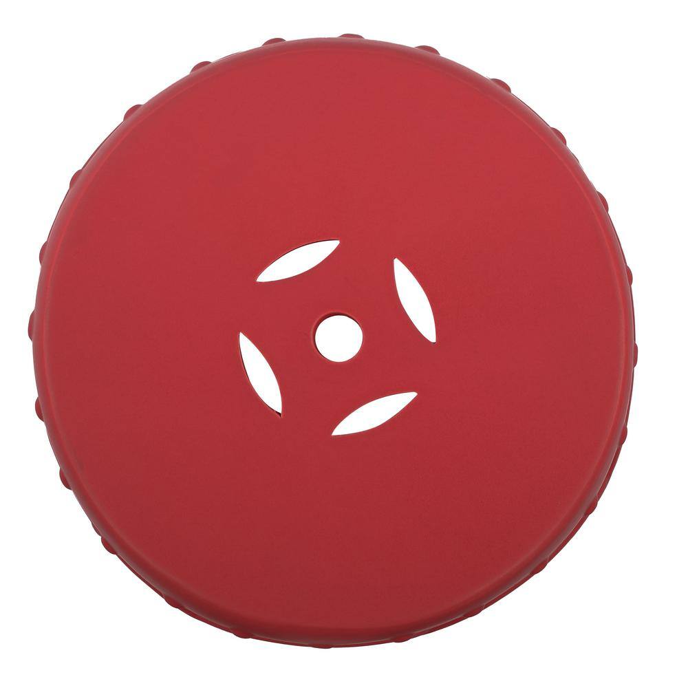 Matte Red 16" Ceramic Drum Garden Stool with Lucky Coin Symbols
