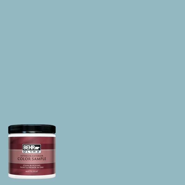 BEHR ULTRA 8 oz. #UL220-3 Tahoe Blue Matte Interior/Exterior Paint and Primer in One Sample