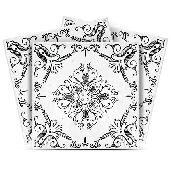 MI ALMA White, Black V20 4 in. x 4 in. Vinyl Peel and Stick Tile (24 Tiles, 2.67 sq. ft./pack)