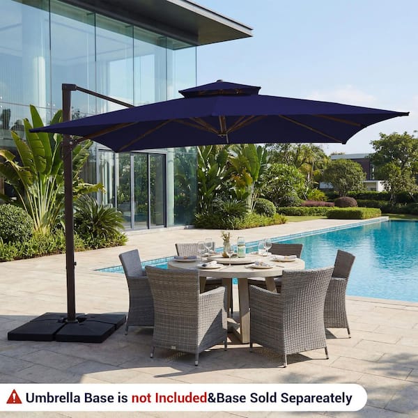 blue square patio umbrella canvas Cantilever | Wind Resistant, 360 Rotation | Commercial Grade | Sunbrella Navy 5 year fade Square - Blue - Patio
