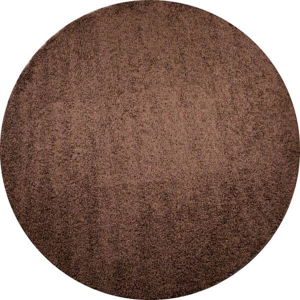 Concord Global Trading Shaggy Plain Brown 7 ft. Round Area Rug
