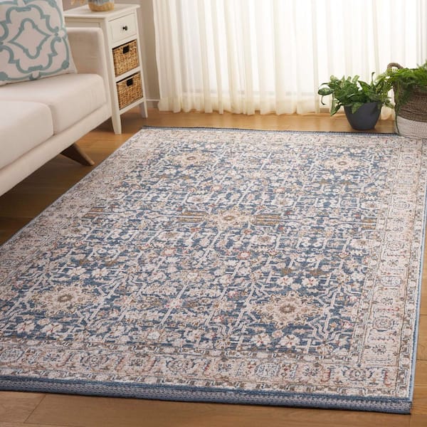Vivaldi 9 ft. x 12 ft. Light Blue/Ivory Floral Border Area Rug