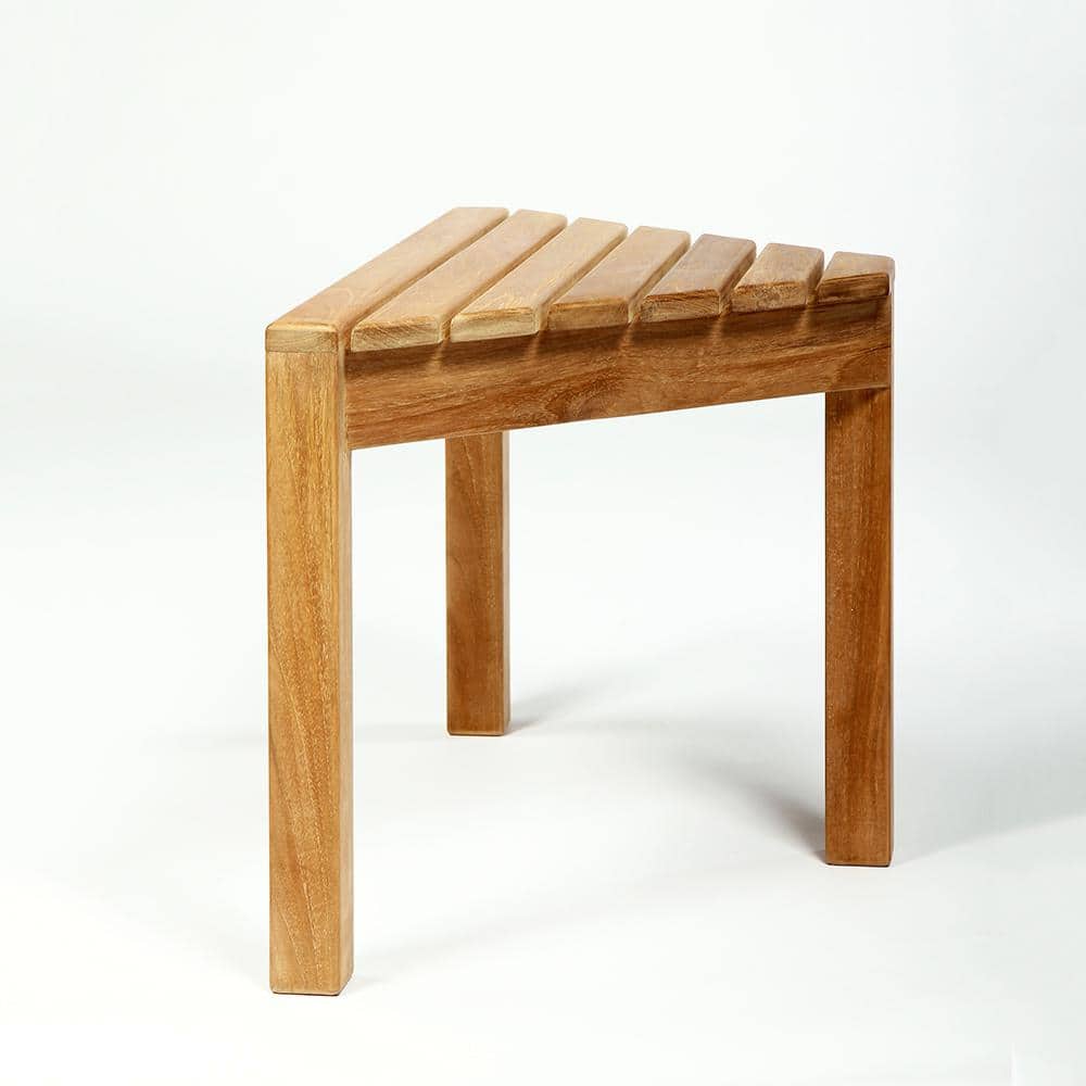 Eco-Friendly Teak Corner Shower Bench, 31.5'' with Rounded Edges