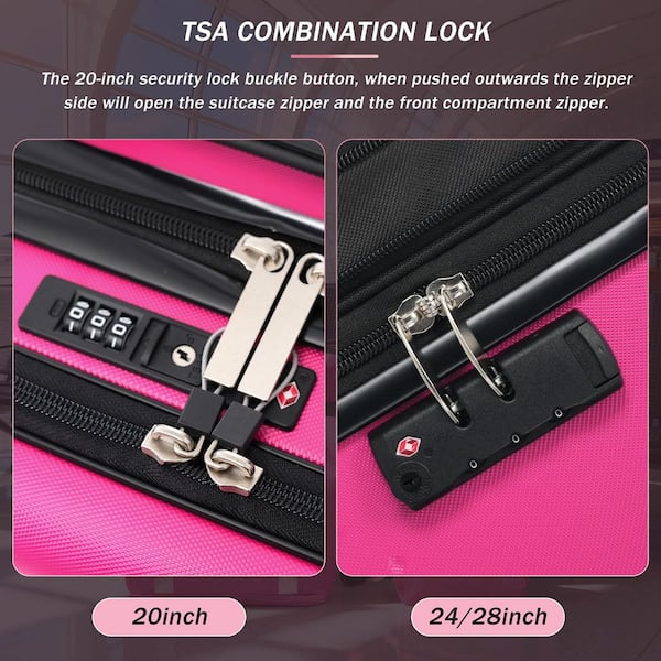 Merax 5 Bags 5-Piece Pink Expandable ABS Luggage Set with Duffel