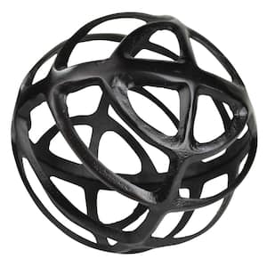 7 in. Black Metal Geometric Sphere