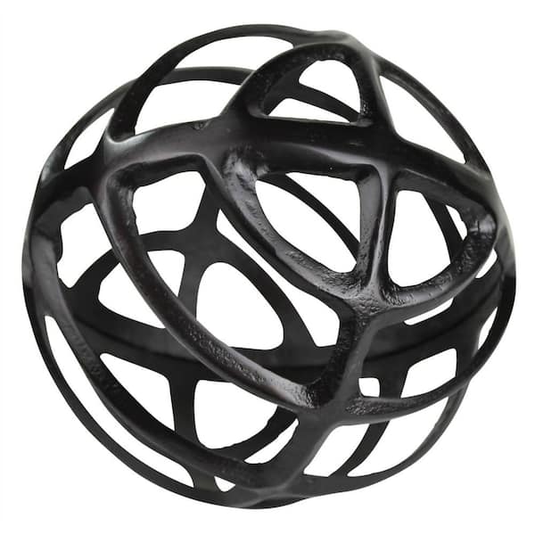 HomeRoots 7 in. Black Metal Geometric Sphere