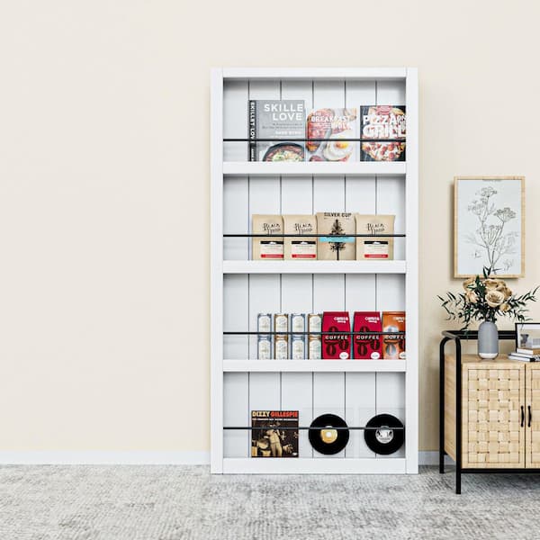 42 in. x 84 in. White Primed Composite MDF Shelves Sliding Barn Door with Hardware Kit and Soft Close