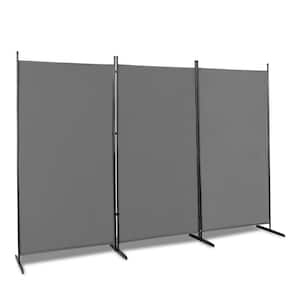 6FT Trifold 160g Polyester Fabric Plastic Foot Carbon Steel Frame Foldable Screen Gray