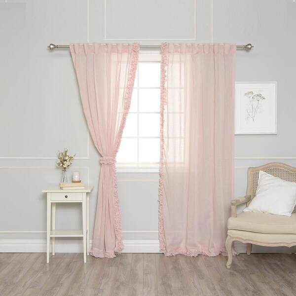 Best Home Fashion Pink Faux Linen Rod, Best Faux Linen Curtains