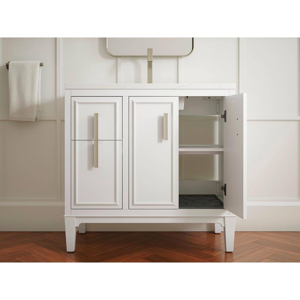 Southerk 36-Inch White Freestanding Bathroom Vanity Set with Quartz Top