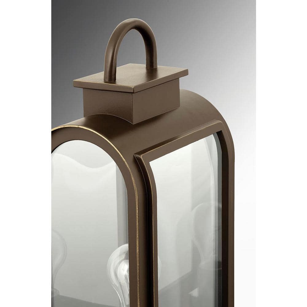 Large Bronze Lantern Sconce with Clear Glass