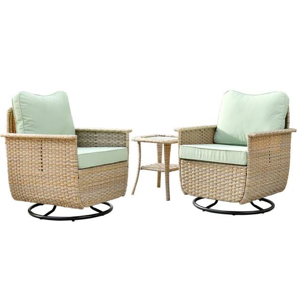 XIZZI Paradise Cove 3-Piece Wicker Outdoor Rocking Chair Set