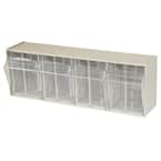 TiltView Cabinet 4-Compartment 25 lb. Capacity Small Parts Organizer Storage Bins in Tan/Clear