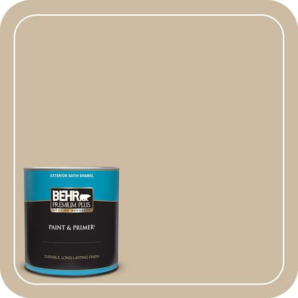 BEHR PREMIUM PLUS 1 qt. #MQ2-26 Windsor Tan Satin Enamel Exterior Paint & Primer