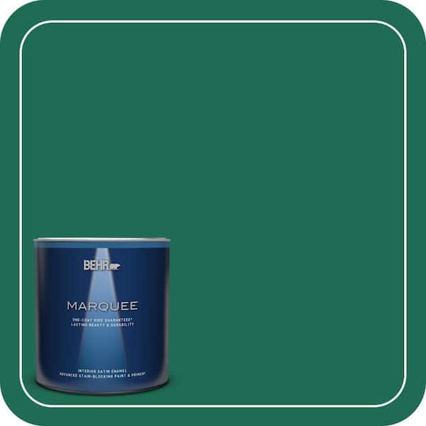 BEHR MARQUEE 1 qt. #P430-7 Sparkling Emerald Satin Enamel Interior Paint & Primer