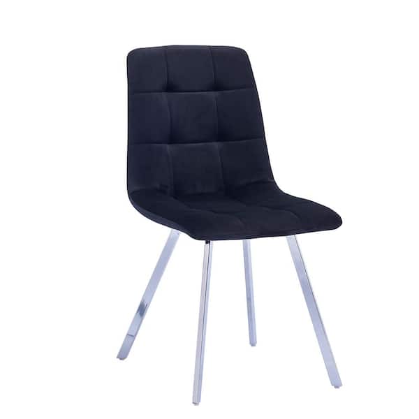 Best Master Furniture Huey Black Velvet Fabric Side Chairs in Silver (Set of 4)