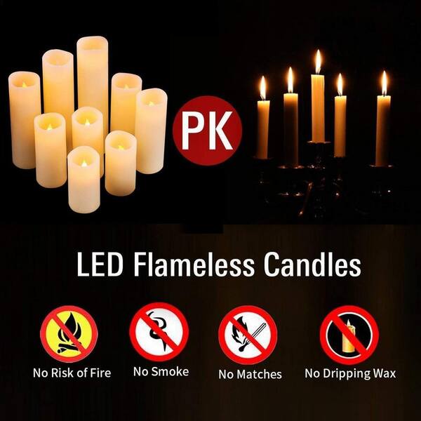 Ivory Flameless Candles Led Candles Pack of 9 (H 4 in. 5 in. 6 in