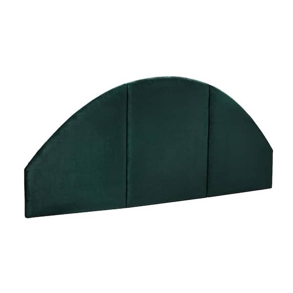 Storied Home NoSom Emerald Green King Upholstered Velvet Sound Reducing Panel Arched Headboard