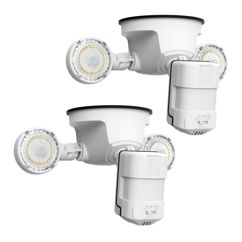 15-Watt 2000 Lumens 180° White Motion Sensor Outdoor Integrated LED 5000K 