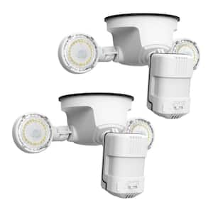 15-Watt 2000 Lumens 180° White Motion Sensor Outdoor Integrated LED 5000K Waterproof Dusk to Dawn Flood Light (2-Pack)