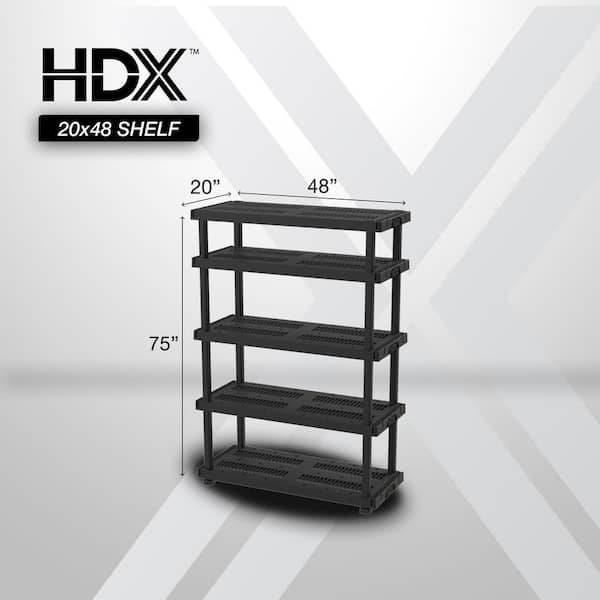 HDX 48 in. 5-Tier Black Garage Shelving Unit (75 in. H x 20