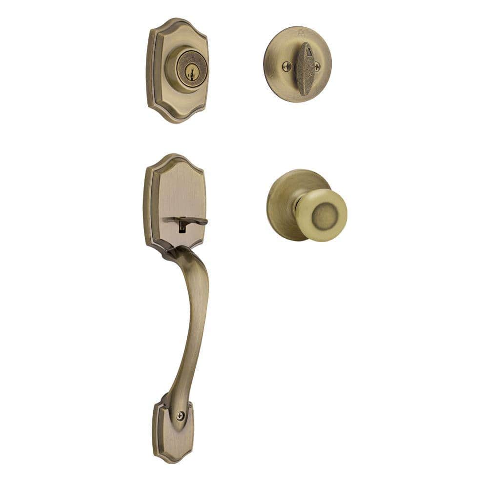UPC 883351276498 product image for Belleview Antique Brass Single Cylinder Door Handleset with Tylo Door Knob Featu | upcitemdb.com