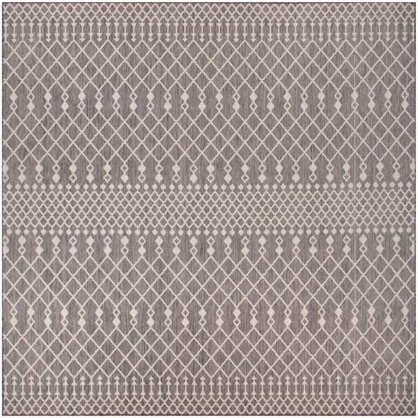 Positano Charcoal 12 ft. x 12 ft. Moroccan Contemporary Square Area Rug