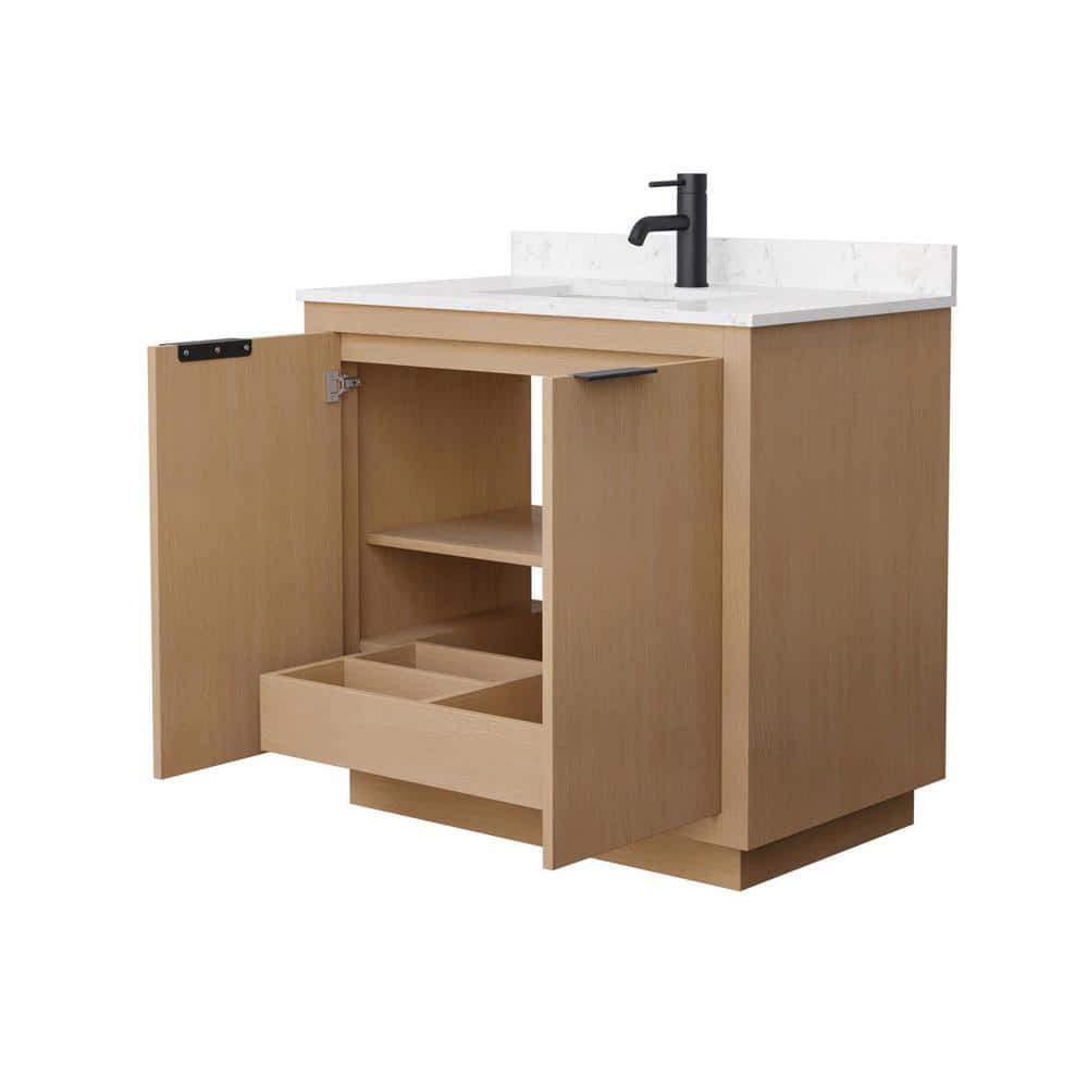 Maroni 36" Light Straw Vanity with Carrara Marble Top