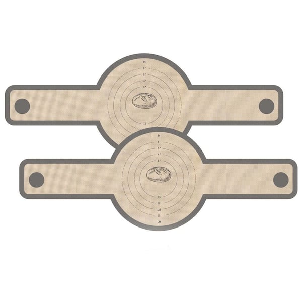 Reusable Food Grade Silicone Non-Stick Bread Baking Mats w/ Long Handles for Dutch Oven High Temp Resistant 2 Piece