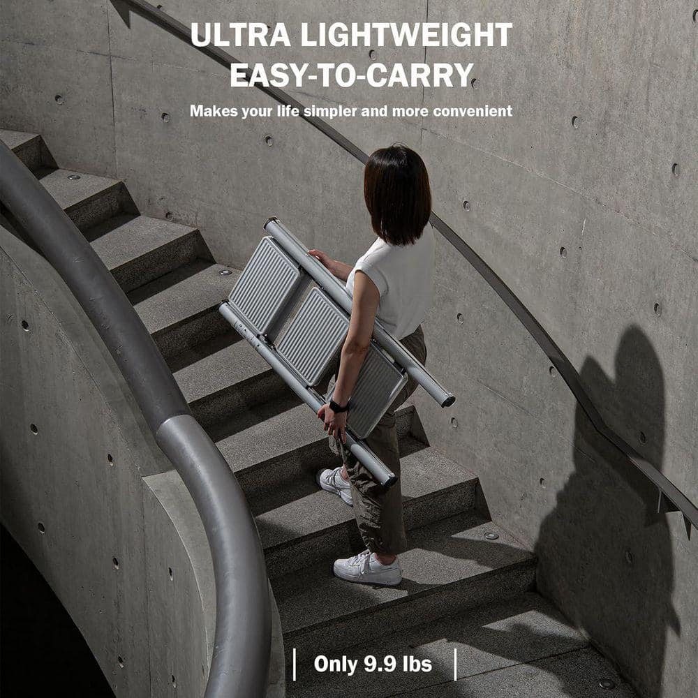KIWDZFU Reach 32.87 in. H 3-Step Folding Ladder Anti-Slip Wide Pedal ...