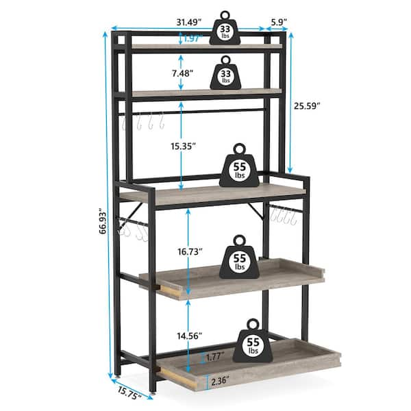 BYBLIGHT Keenyah White Kitchen Baker's Rack with Hutch, Storage Cabinet and  Shelves, Microwave Oven Stand Rack BB-XK00055XL - The Home Depot