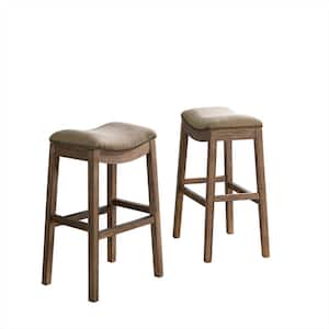 Williston Natural Bar Height Stool with Cushioned Seat (2-Pack)