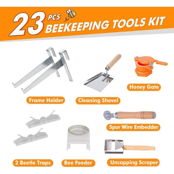 KEXMY 5-teiliges Imker-Set – Edelstahl-Honigsieb, Rahmenhalter, Entdeckelungsgabel & Mehr – Für Die Bienenzucht