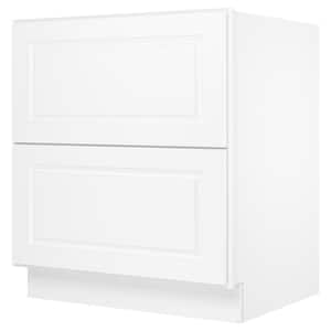 30 in. Wx24 in. Dx34.5 in. H in Raised Panel White Plywood Ready to Assemble Drawer Base Kitchen Cabinet with 2 Drawers