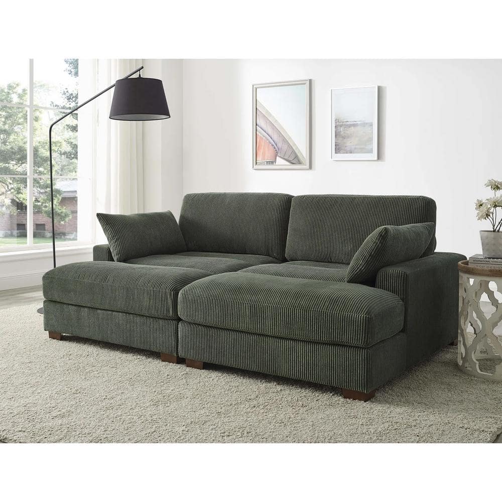 Monland 90 in. Square Arm Polyester Upholstered Rectangle Sofa Deep