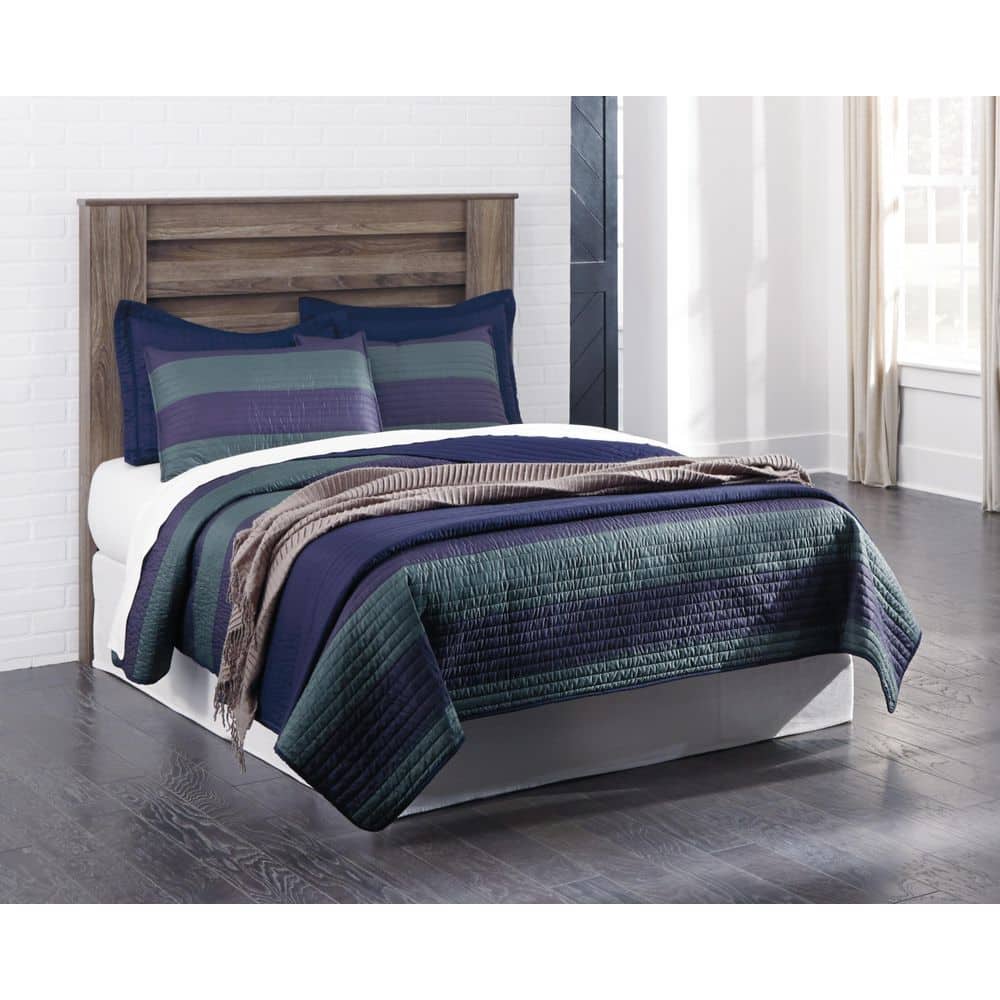 Zelen Full Weathered Oak Panel Headboard